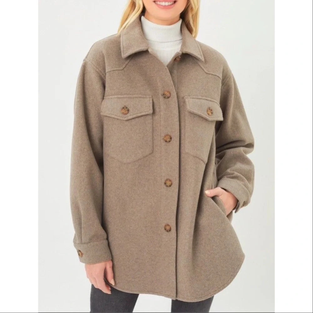 SOFT CASHMERE LIKE SHACKET - FAWN - Picture 10 of 13